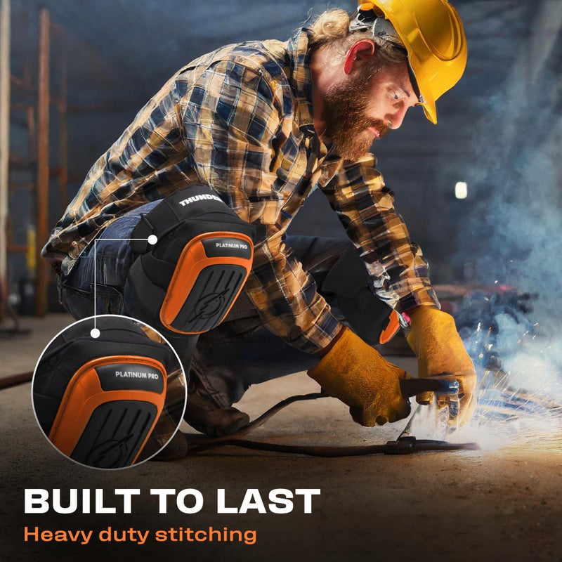 Thunderbolt Knee Pads for Men Construction Knee Pads for Work for Men and Women with Double Gel for Gardening Flooring Roofing Heavy Duty with Extra Thick Foam and Strong Adjustable Non-Slip Straps - Image 5